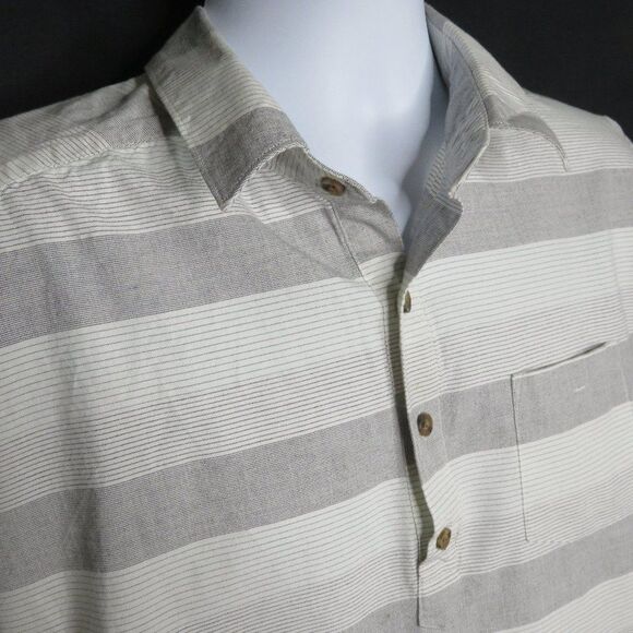 Volcom Gray Stripe Shirt Pullover Mens L Cotton - Picture 1 of 11